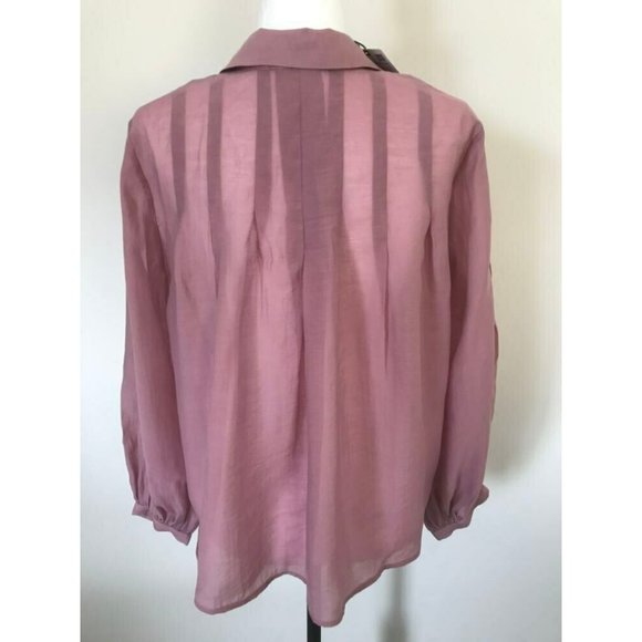 ZARA Blouse Top Size Medium Dusty Pink Diamante Buttons Semi Sheer - Picture 5 of 7